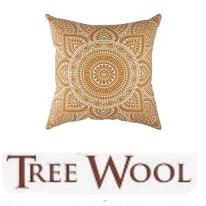 Tree Wool Accent Decorative Mustard Cushion Pillow Cover
